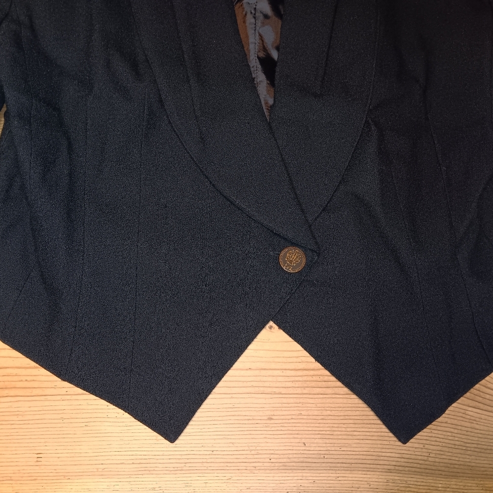 VTG Eleanor P Brenner Womens 12 Blazer 100% Wool Cropped Chic Button Academia - Picture 8 of 8